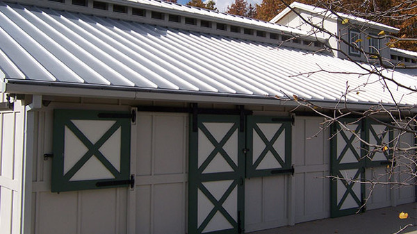 Barn with metal roof.
